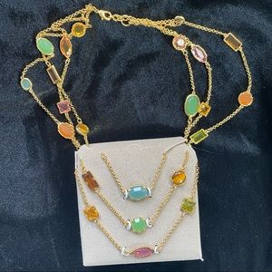 Multistrand Rainbow Collar Necklace by Carolee goldtone mutlistone
